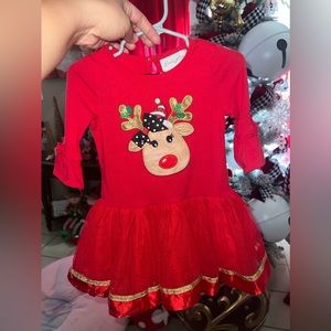 Christmas holiday Toddler dress with reindeer
